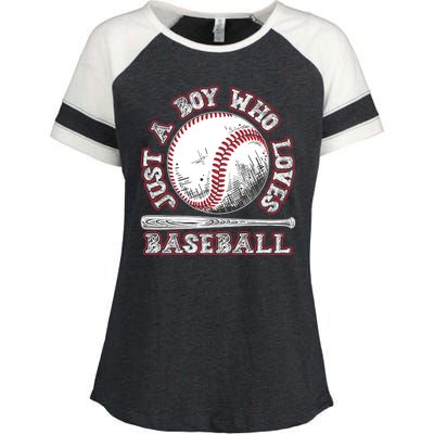 Just A Boy Who Loves Baseball Enza Ladies Jersey Colorblock Tee