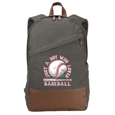Just A Boy Who Loves Baseball Cotton Canvas Backpack