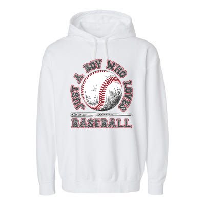 Just A Boy Who Loves Baseball Garment-Dyed Fleece Hoodie