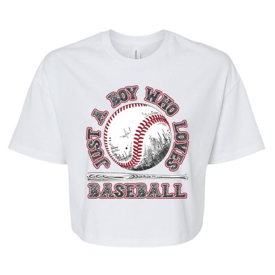 Just A Boy Who Loves Baseball Bella+Canvas Jersey Crop Tee