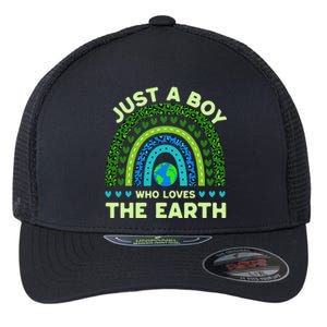 Just A Boy Who Loves The Earth Earth Day 2024 Rainbow Flexfit Unipanel Trucker Cap