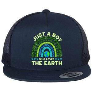 Just A Boy Who Loves The Earth Earth Day 2024 Rainbow Flat Bill Trucker Hat