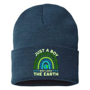 Just A Boy Who Loves The Earth Earth Day 2024 Rainbow Sustainable Knit Beanie