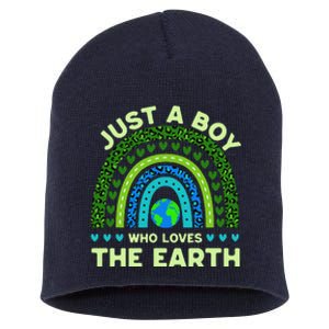 Just A Boy Who Loves The Earth Earth Day 2024 Rainbow Short Acrylic Beanie