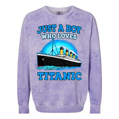 Just A Boy Who Loves Titanic Vintage Ship Titanic Lovers  Colorblast Crewneck Sweatshirt