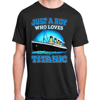 Just A Boy Who Loves Titanic Vintage Ship Titanic Lovers  Adult ChromaSoft Performance T-Shirt