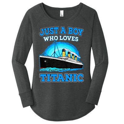 Just A Boy Who Loves Titanic Vintage Ship Titanic Lovers  Women's Perfect Tri Tunic Long Sleeve Shirt