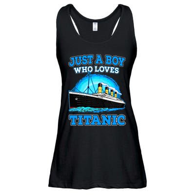 Just A Boy Who Loves Titanic Vintage Ship Titanic Lovers  Ladies Essential Flowy Tank