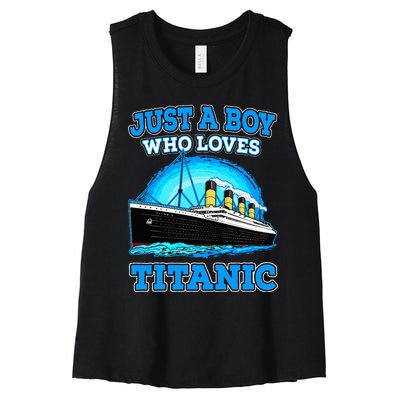 Just A Boy Who Loves Titanic Vintage Ship Titanic Lovers  Women's Racerback Cropped Tank