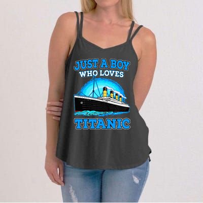 Just A Boy Who Loves Titanic Vintage Ship Titanic Lovers  Women's Strappy Tank