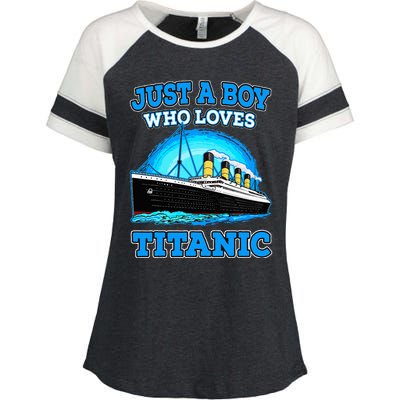 Just A Boy Who Loves Titanic Vintage Ship Titanic Lovers  Enza Ladies Jersey Colorblock Tee