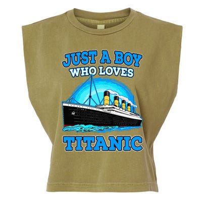 Just A Boy Who Loves Titanic Vintage Ship Titanic Lovers  Garment-Dyed Women's Muscle Tee