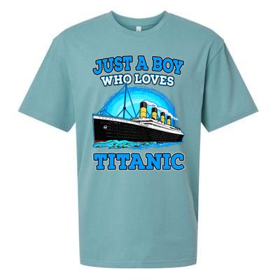 Just A Boy Who Loves Titanic Vintage Ship Titanic Lovers  Sueded Cloud Jersey T-Shirt