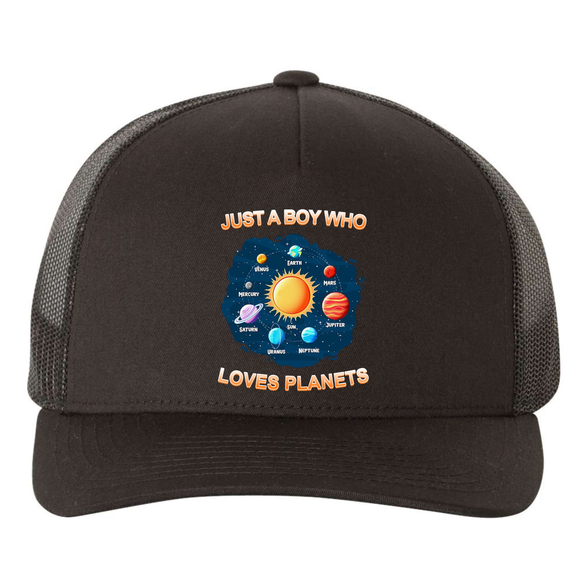 Just A Boy Who Loves Planets Yupoong Adult 5-Panel Trucker Hat