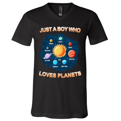 Just A Boy Who Loves Planets V-Neck T-Shirt