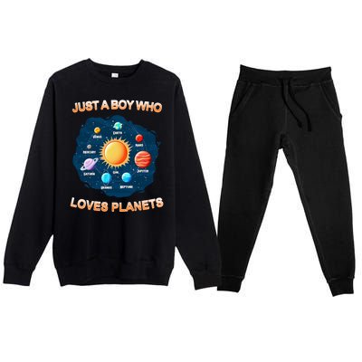 Just A Boy Who Loves Planets Premium Crewneck Sweatsuit Set