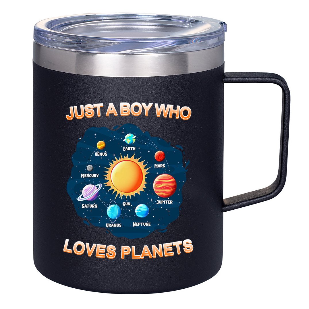 Just A Boy Who Loves Planets 12oz Stainless Steel Coffee Mug