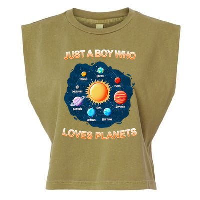 Just A Boy Who Loves Planets Garment-Dyed Women's Muscle Tee