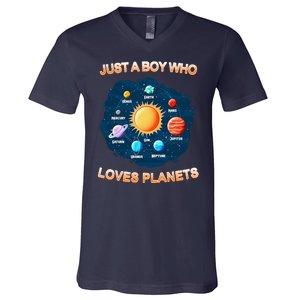 Just A Boy Who Loves Planets V-Neck T-Shirt