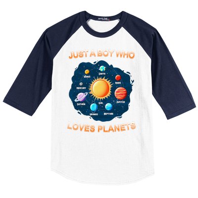 Just A Boy Who Loves Planets Baseball Sleeve Shirt