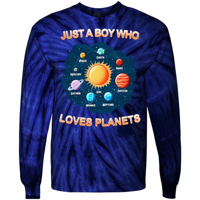 Just A Boy Who Loves Planets Tie-Dye Long Sleeve Shirt