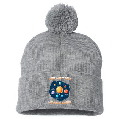 Just A Boy Who Loves Planets Pom Pom 12in Knit Beanie
