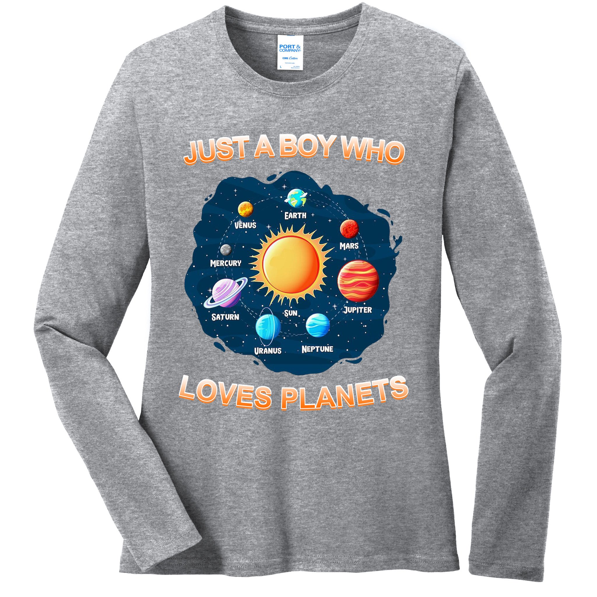 Just A Boy Who Loves Planets Ladies Long Sleeve Shirt