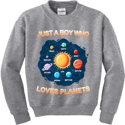Just A Boy Who Loves Planets Kids Sweatshirt