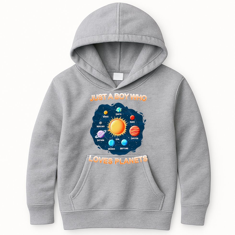 Just A Boy Who Loves Planets Kids Hoodie