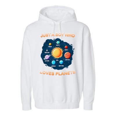 Just A Boy Who Loves Planets Garment-Dyed Fleece Hoodie