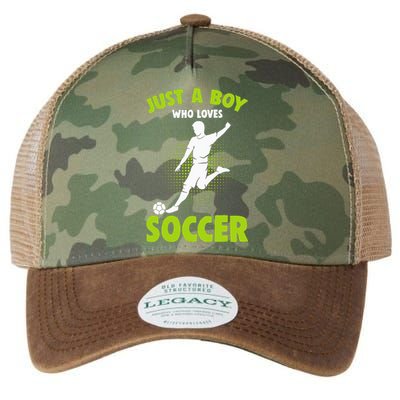 Just A Boy Who Loves Soccer Player Kids Legacy Tie Dye Trucker Hat