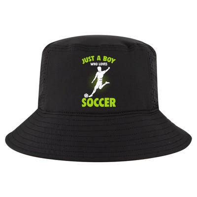 Just A Boy Who Loves Soccer Player Kids Cool Comfort Performance Bucket Hat