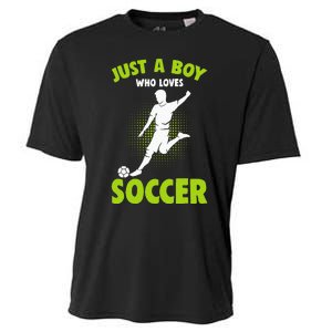 Just A Boy Who Loves Soccer Player Kids Cooling Performance Crew T-Shirt