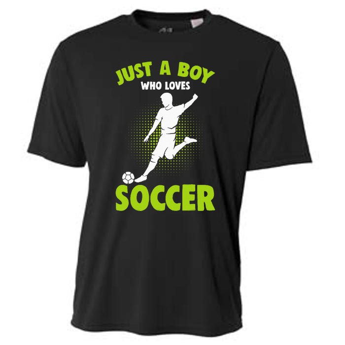 Just A Boy Who Loves Soccer Player Kids Cooling Performance Crew T-Shirt