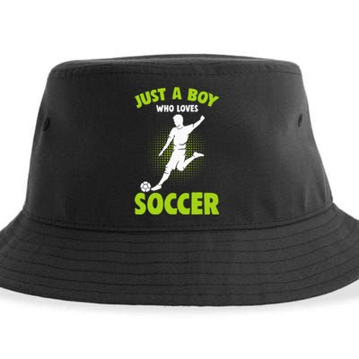 Just A Boy Who Loves Soccer Player Kids Sustainable Bucket Hat