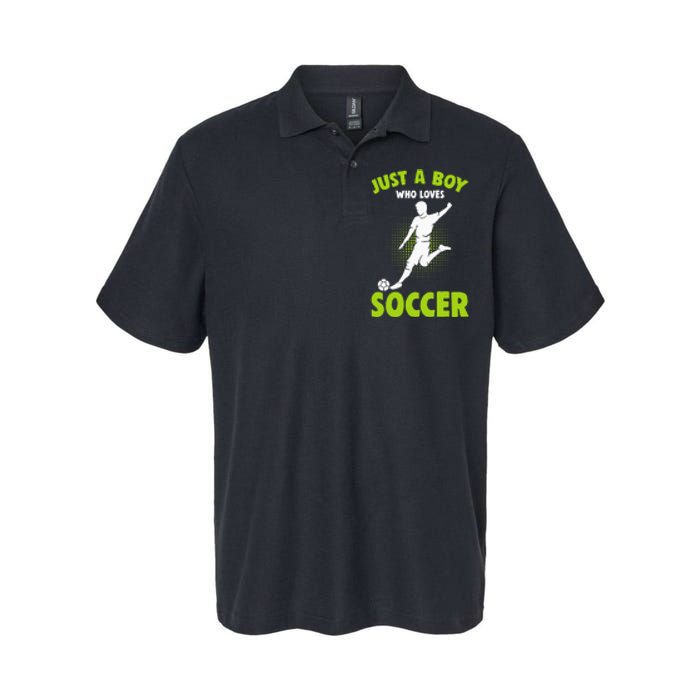 Just A Boy Who Loves Soccer Player Kids Softstyle Adult Sport Polo