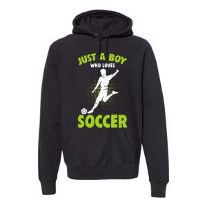 Just A Boy Who Loves Soccer Player Kids Premium Hoodie