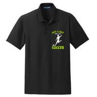 Just A Boy Who Loves Soccer Player Kids Dry Zone Grid Polo