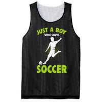 Just A Boy Who Loves Soccer Player Kids Mesh Reversible Basketball Jersey Tank