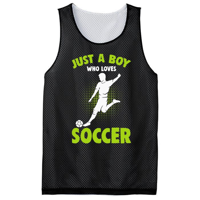 Just A Boy Who Loves Soccer Player Kids Mesh Reversible Basketball Jersey Tank