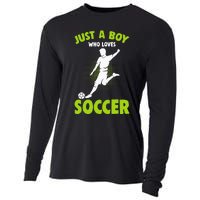 Just A Boy Who Loves Soccer Player Kids Cooling Performance Long Sleeve Crew