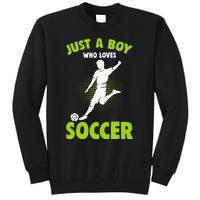 Just A Boy Who Loves Soccer Player Kids Tall Sweatshirt