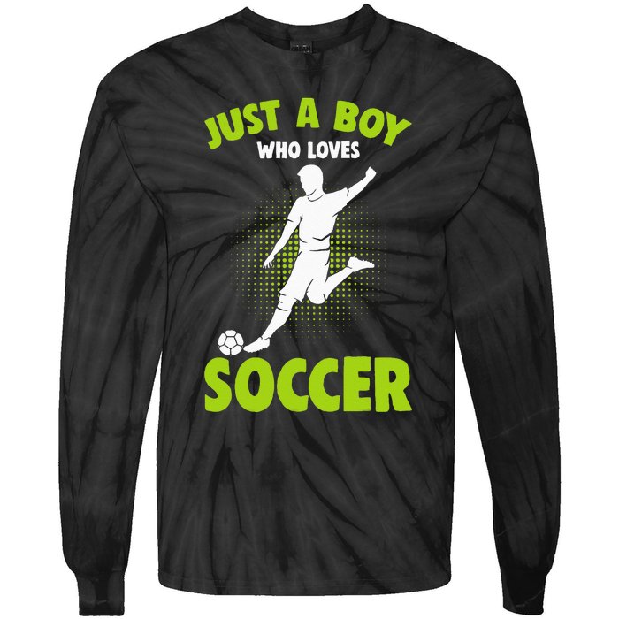 Just A Boy Who Loves Soccer Player Kids Tie-Dye Long Sleeve Shirt