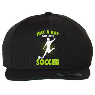 Just A Boy Who Loves Soccer Player Kids Wool Snapback Cap