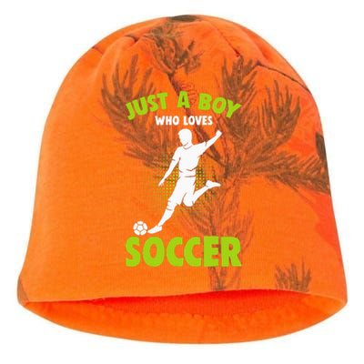 Just A Boy Who Loves Soccer Player Kids Kati - Camo Knit Beanie