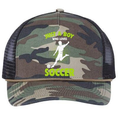 Just A Boy Who Loves Soccer Player Kids Retro Rope Trucker Hat Cap