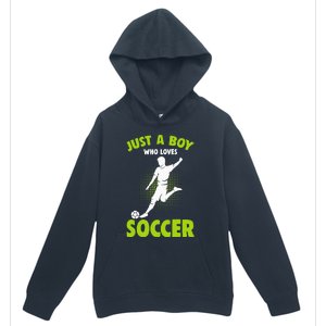 Just A Boy Who Loves Soccer Player Kids Urban Pullover Hoodie