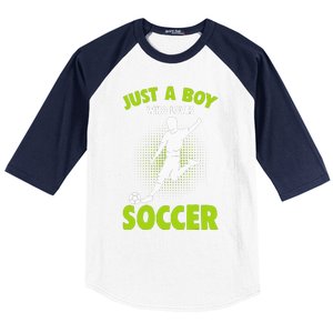 Just A Boy Who Loves Soccer Player Kids Baseball Sleeve Shirt