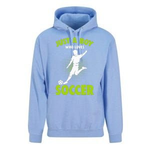 Just A Boy Who Loves Soccer Player Kids Unisex Surf Hoodie