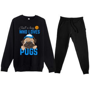 Just A Boy Who Loves Pugs Premium Crewneck Sweatsuit Set